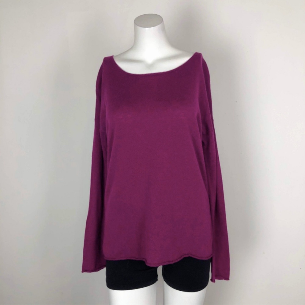 Vince Wool Cashmere Fuchsia Pink Boatneck Sweater - Picture 2 of 6